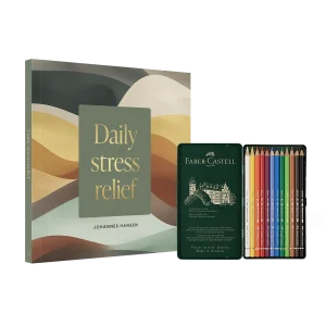 Daily Stress Relief: Målarbok för vuxna + Faber-Castell Polychromos färgpennor 12-p 110012